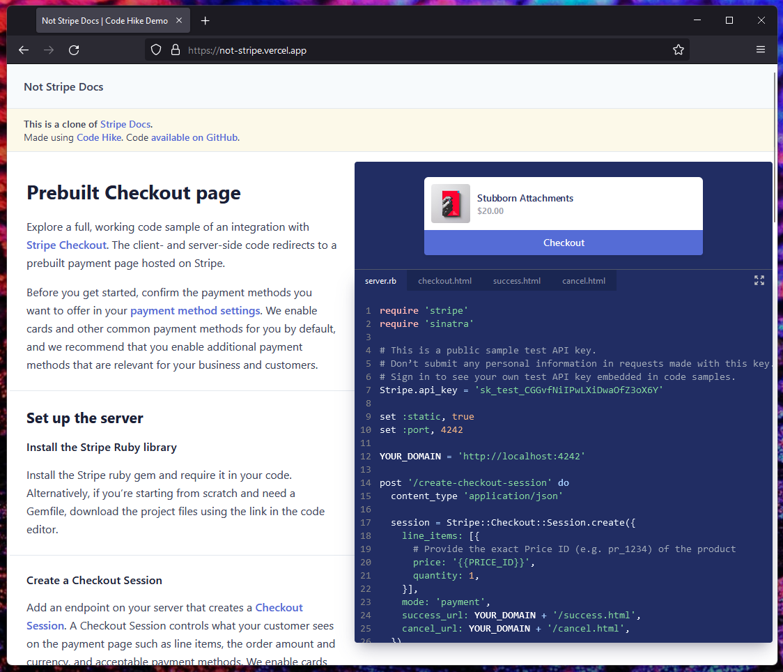 Stripe Docs Clone